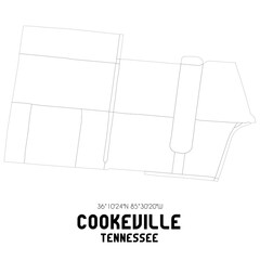 Cookeville Tennessee. US street map with black and white lines.