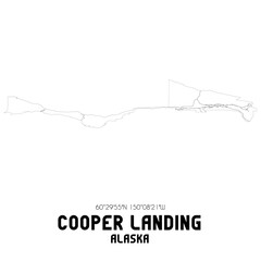 Cooper Landing Alaska. US street map with black and white lines.