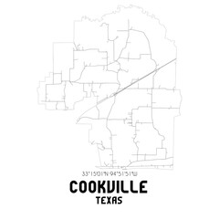 Cookville Texas. US street map with black and white lines.