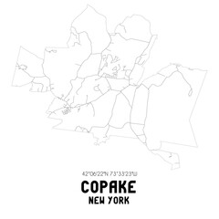 Copake New York. US street map with black and white lines.