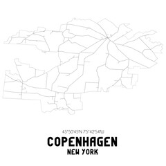 Copenhagen New York. US street map with black and white lines.