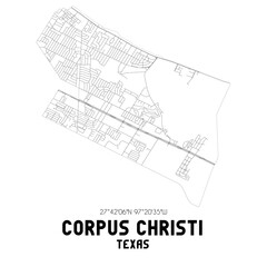 Fototapeta na wymiar Corpus Christi Texas. US street map with black and white lines.