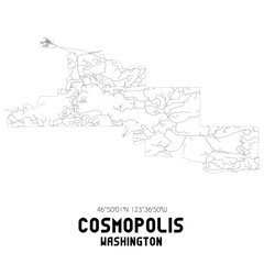 Obraz premium Cosmopolis Washington. US street map with black and white lines.
