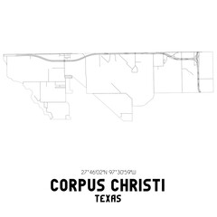 Corpus Christi Texas. US street map with black and white lines.