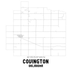 Covington Oklahoma. US street map with black and white lines.