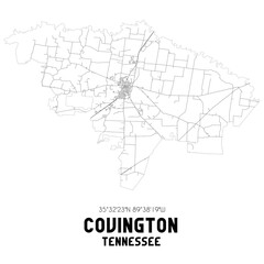 Fototapeta na wymiar Covington Tennessee. US street map with black and white lines.