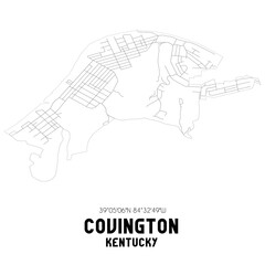 Covington Kentucky. US street map with black and white lines.