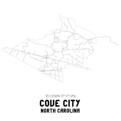 Cove City North Carolina. US street map with black and white lines.