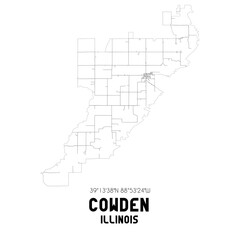 Cowden Illinois. US street map with black and white lines.