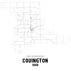 Obraz premium Covington Ohio. US street map with black and white lines.