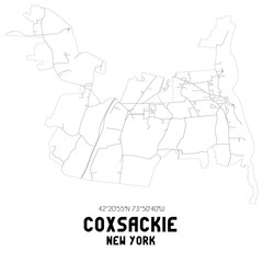 Coxsackie New York. US street map with black and white lines.