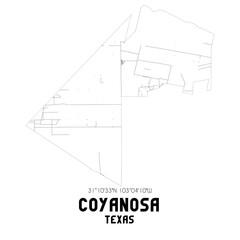 Coyanosa Texas. US street map with black and white lines.