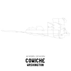 Cowiche Washington. US street map with black and white lines.