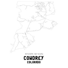 Cowdrey Colorado. US street map with black and white lines.
