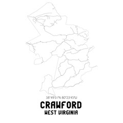 Crawford West Virginia. US street map with black and white lines.