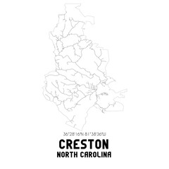 Creston North Carolina. US street map with black and white lines.