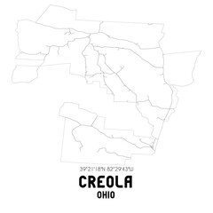 Creola Ohio. US street map with black and white lines.