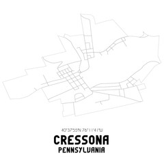 Cressona Pennsylvania. US street map with black and white lines.