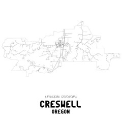 Creswell Oregon. US street map with black and white lines.