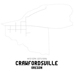 Crawfordsville Oregon. US street map with black and white lines.