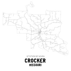 Fototapeta na wymiar Crocker Missouri. US street map with black and white lines.