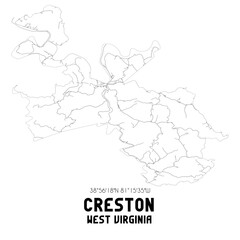 Creston West Virginia. US street map with black and white lines.