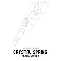 Crystal Spring Pennsylvania. US street map with black and white lines.