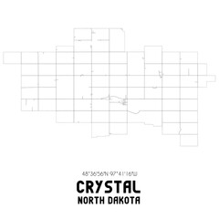 Crystal North Dakota. US street map with black and white lines.