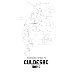 Culdesac Idaho. US street map with black and white lines.