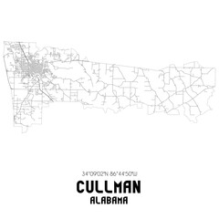 Cullman Alabama. US street map with black and white lines.