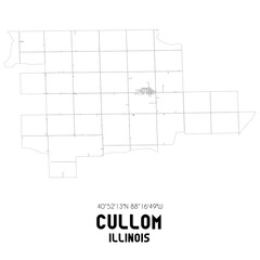 Cullom Illinois. US street map with black and white lines.