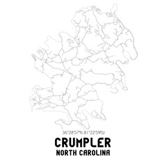 Crumpler North Carolina. US street map with black and white lines.