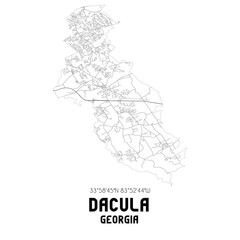 Dacula Georgia. US street map with black and white lines.
