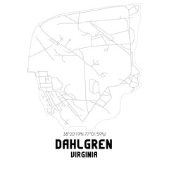 Dahlgren Virginia. US street map with black and white lines.