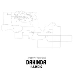 Dahinda Illinois. US street map with black and white lines.