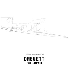 Daggett California. US street map with black and white lines.