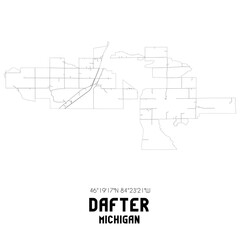 Dafter Michigan. US street map with black and white lines.