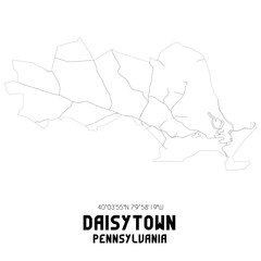 Daisytown Pennsylvania. US street map with black and white lines.