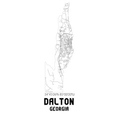 Dalton Georgia. US street map with black and white lines.