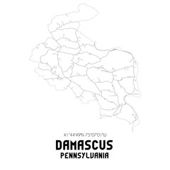 Damascus Pennsylvania. US street map with black and white lines.