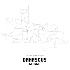 Damascus Georgia. US street map with black and white lines.