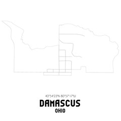 Damascus Ohio. US street map with black and white lines.