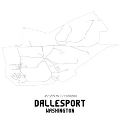 Dallesport Washington. US street map with black and white lines.