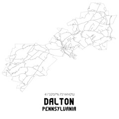 Dalton Pennsylvania. US street map with black and white lines.