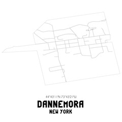 Dannemora New York. US street map with black and white lines.