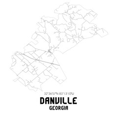 Danville Georgia. US street map with black and white lines.