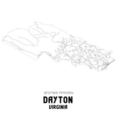 Fototapeta na wymiar Dayton Virginia. US street map with black and white lines.