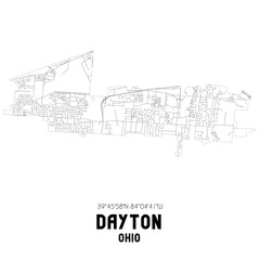 Dayton Ohio. US street map with black and white lines.