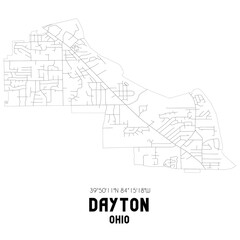 Dayton Ohio. US street map with black and white lines.