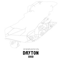 Dayton Ohio. US street map with black and white lines.